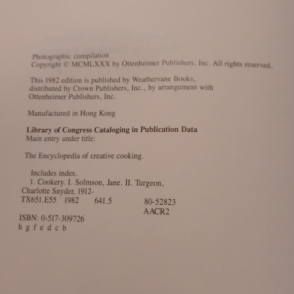 4/$40 Creative Cooking Encyclopedia - Hardcover With Book Jacket - Picture 5 of 9